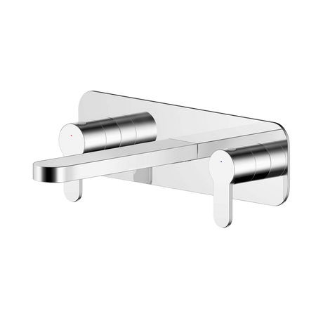 Nuie Arvan 3-Hole Wall Mounted Basin Mixer Tap with Plate - Chrome - ARV350