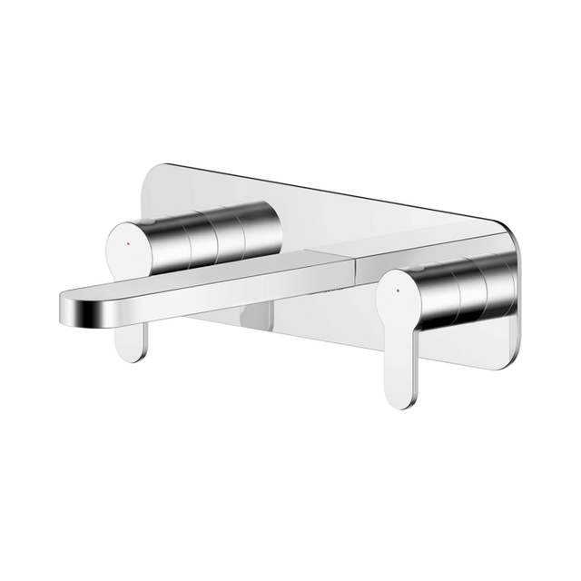 Nuie Arvan 3-Hole Wall Mounted Basin Mixer Tap with Plate - Chrome - ARV350