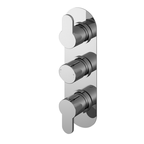 Nuie Arvan Diverter triple handle thermostatic concealed shower valve in chrome finish