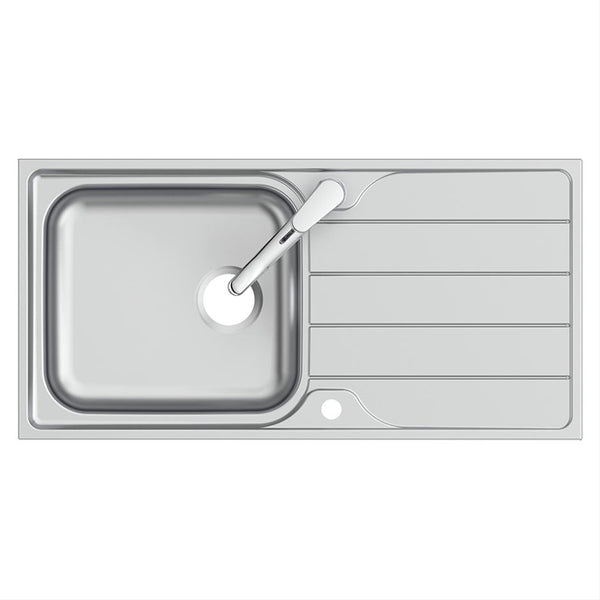 Armitage Shanks Sandringham Sink Pack With Sink Drainer Sl Mixer & Waste 1000mm X 500mm - Stainless Steel - S4112MY - TAP 'N' SHOWER