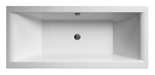 Nuie Asselby Eternalite Square Double Ended Straight Shower Bath 1700mm x 700mm - White - BDE006 - TAP 'N' SHOWER