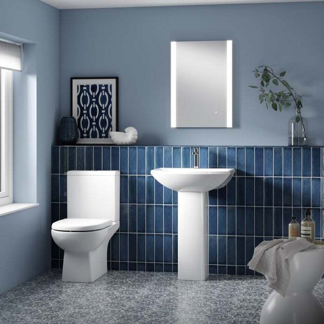 Nuie Asselby White Contemporary 600mm 1 Tap Hole Basin & Pedestal - CS