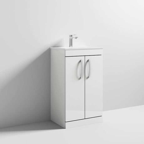 Nuie 2-Door Athena Floor Standing Vanity Unit with Basin-2 500mm Wide - Gloss White - ATH006B