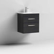 Nuie 2-Drawer Athena Wall Hung Vanity Unit with Basin-2 500mm Wide - Hacienda Black - ATH019B