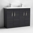 Nuie Athena 4-Door Floor Standing Vanity Unit with Double Ceramic Basin 1200mm Wide - Hacienda Black - ATH026F