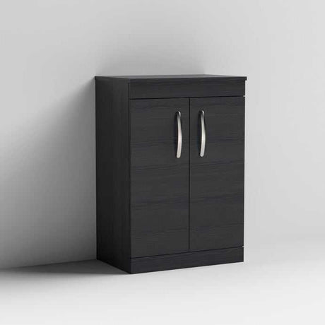 Nuie 2-Door Athena Floor Standing Vanity Unit and Worktop 600mm Wide - Hacienda Black - ATH026W
