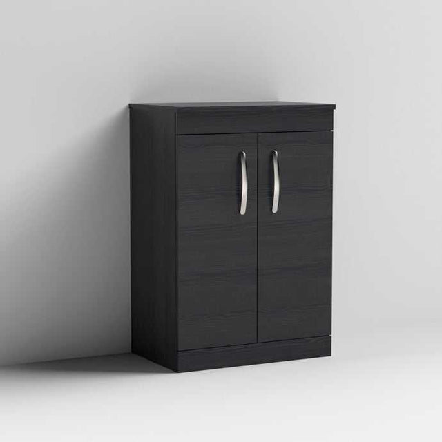 Nuie 2-Door Athena Floor Standing Vanity Unit and Worktop 600mm Wide - Hacienda Black - ATH026W