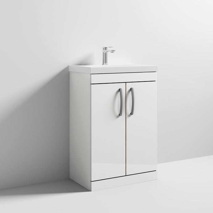 Nuie Athena Gloss White Contemporary 600mm Floor Standing Vanity & Basin 3 - ATH027D
