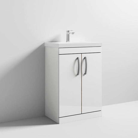 Nuie Athena Gloss White Contemporary 600mm Floor Standing Vanity & Basin 3 - ATH027D