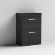 Nuie 2-Drawer Athena Floor Standing Vanity Unit and Worktop 600mm Wide - Hacienda Black - ATH033W