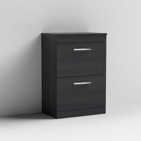 Nuie 2-Drawer Athena Floor Standing Vanity Unit and Worktop 600mm Wide - Hacienda Black - ATH033W