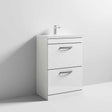 Nuie Athena Gloss White Contemporary 600 Floor Standing 2-Drawer Vanit
