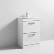 Nuie Athena 2-Drawer Vanity unit in gloss white with built-in basin and soft-close drawers