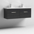 Nuie 2-Drawer Athena Wall Hung Vanity Unit with Double Basin 1200mm Wide - Hacienda Black - ATH040C