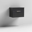 Nuie 1-Drawer Athena Wall Hung Vanity Unit and Worktop 600mm Wide - Hacienda Black - ATH040W
