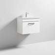 Nuie Athena Gloss White Contemporary 600 Wall Hung Single Drawer Vanit
