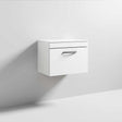 Nuie 1-Drawer Athena Wall Hung Vanity Unit and Worktop 600mm Wide - Gloss White - ATH041W