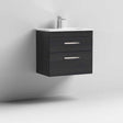 Nuie 2-Drawer Athena Wall Hung Vanity Unit with Basin-2 600mm Wide - Hacienda Black - ATH047B