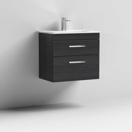 Nuie 2-Drawer Athena Wall Hung Vanity Unit with Basin-2 600mm Wide - Hacienda Black - ATH047B