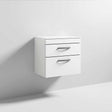 Nuie 2-Drawer Athena wall hung vanity unit in gloss white with modern sleek design and spacious storage drawers