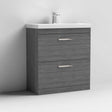 Nuie 2-Drawer Athena Floor Standing Vanity Unit with Basin-1 800mm Wide - Brown Grey Avola - ATH053A