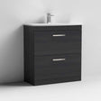 Nuie Athena 2-drawer floor standing vanity unit in Hacienda Black with ceramic basin and chrome handles
