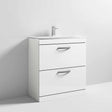 Nuie Athena 2-drawer floor standing vanity unit with 800mm wide gloss white basin