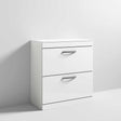 Nuie 2-Drawer Athena Floor Standing Vanity Unit and Worktop 800mm Wide - Gloss White - ATH055W