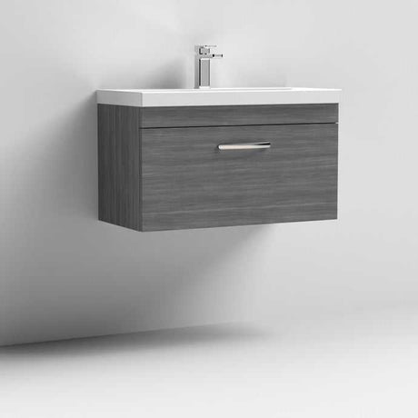 Nuie 1-Drawer Athena Wall Hung Vanity Unit with Basin-1 800mm Wide - Brown Grey Avola - ATH060A