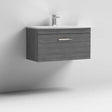 Nuie Athena 1 - Drawer Wall Hung Vanity Unit with Basin - 4 800mm Wide - Brown Grey Avola - ATH060G - TAP 'N' SHOWER