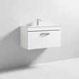 Nuie Athena Gloss White Contemporary 800 Wall Hung Single Drawer Vanit