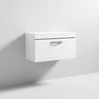 Nuie 1-Drawer Athena Wall Hung Vanity Unit and Worktop 800mm Wide - Gloss White - ATH062W
