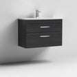 Nuie Athena 2-drawer wall hung vanity unit in Hacienda Black with polymarble basin and soft-close drawers