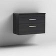 Nuie Athena 2-drawer wall hung bathroom vanity unit in hacienda black with sparkling black worktop, 800mm wide
