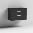Nuie 2-Drawer Athena Wall Hung Vanity Unit and Worktop 800mm Wide - Hacienda Black - ATH068W