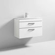 Nuie Athena 800mm wide gloss white wall hung vanity unit with basin and two drawers