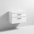 Nuie 2-Drawer Athena Wall Hung Vanity Unit and Worktop 800mm Wide - Gloss White - ATH069W