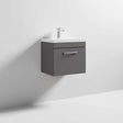 Nuie 1-Drawer Athena Wall Hung Vanity Unit with Basin-1 500mm Wide - Gloss Grey - ATH073A