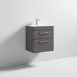 Nuie 2-Drawer Athena Wall Hung Vanity Unit with Basin-2 500mm Wide - Gloss Grey - ATH074B