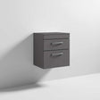 Nuie 2-Drawer Athena Wall Hung Vanity Unit and Worktop 500mm Wide Gloss Grey - ATH074W