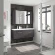 Nuie Athena 2-Drawer Wall Hung Vanity Unit with Double Ceramic Basin 1200mm Wide - Gloss Grey - ATH077F