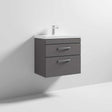 Nuie 2-Drawer Athena Wall Hung Vanity Unit with Basin-1 600mm Wide - Gloss Grey - ATH078A