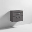 Nuie 2-Drawer Athena Wall Hung Vanity Unit and Worktop 600mm Wide Gloss Grey - ATH078W
