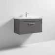 Nuie 1-Drawer Athena Wall Hung Vanity Unit with Basin-1 800mm Wide - Gloss Grey - ATH080A