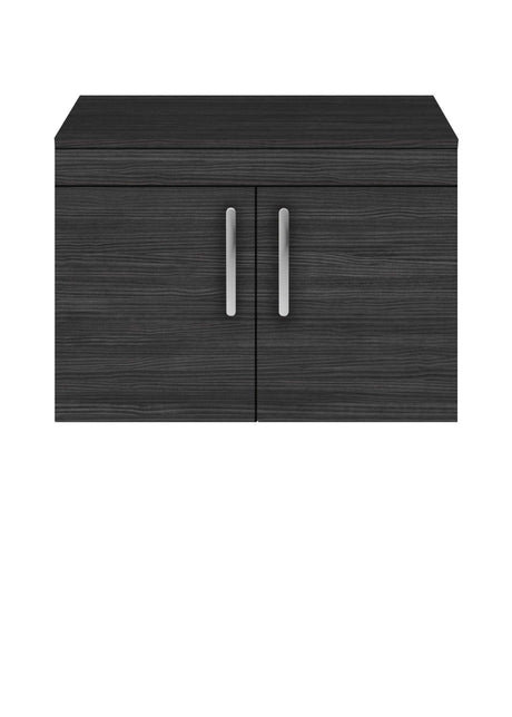 Nuie 2-Door Athena Wall Hung Vanity Unit and Worktop 800mm Wide - Hacienda Black - ATH099W