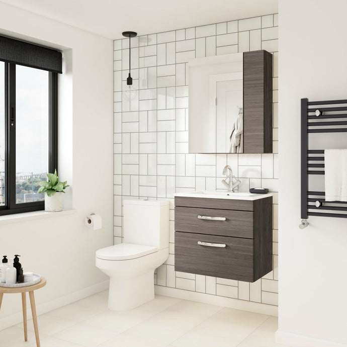 Nuie 2-Drawer Athena Wall Hung Vanity Unit with Basin-1 800mm Wide - Brown Grey Avola - ATH067A