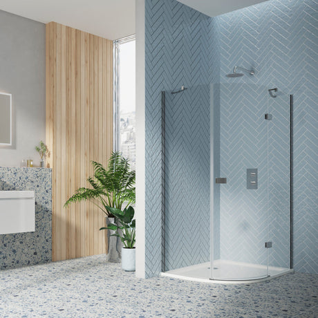 Scudo Athena Hinged Offset Quadrant Shower Enclosure 1200 x 900 x 6mm - Chrome - ATHQD12X9