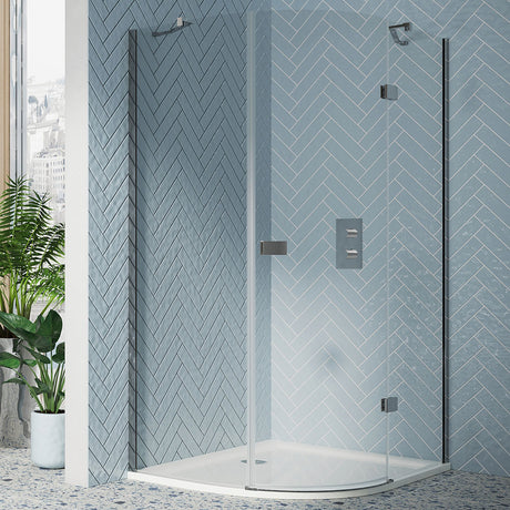 Scudo Athena Hinged Quadrant Shower Enclosure 900 x 900 x 6mm - Chrome - ATHQD9X9