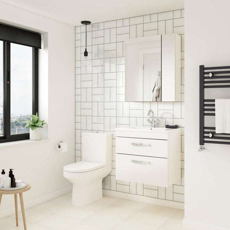 Nuie 2-Drawer Athena Wall Hung Vanity Unit with Basin-2 500mm Wide - Gloss White - ATH020B