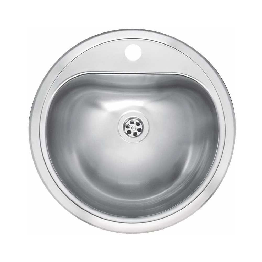Reginox Stainless Steel Atlantis round commercial sink with tap hole, smooth finish, no overflow